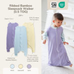 PETIT BEARY - 0.5 TOG Ribbed bamboo sleepsack walker