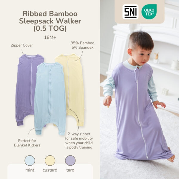 PETIT BEARY - 0.5 TOG Ribbed bamboo sleepsack walker