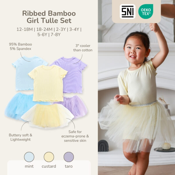 PETIT BEARY - Ribbed Bamboo Girl Tulle Set