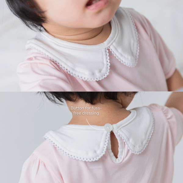 PETIT BEARY - Bamboo Lace Collar Girl Bodysuit