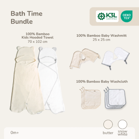 PETIT BEARY - BathTime Bundle - Bamboo Hooded Towel, WashMitt, Washcloth