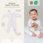 PETIT BEARY - Bamboo Zipper Sleepsuit - Jumpsuit Baju Tidur Anak Bayi