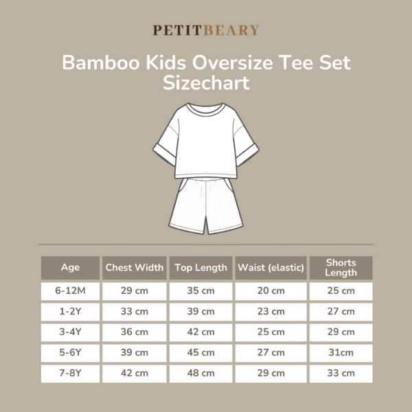 Petit Beary Setelan Kaos Anak Set Bamboo Premium Oversize – Unisex Kids Drop Shoulder Tee & Short Set