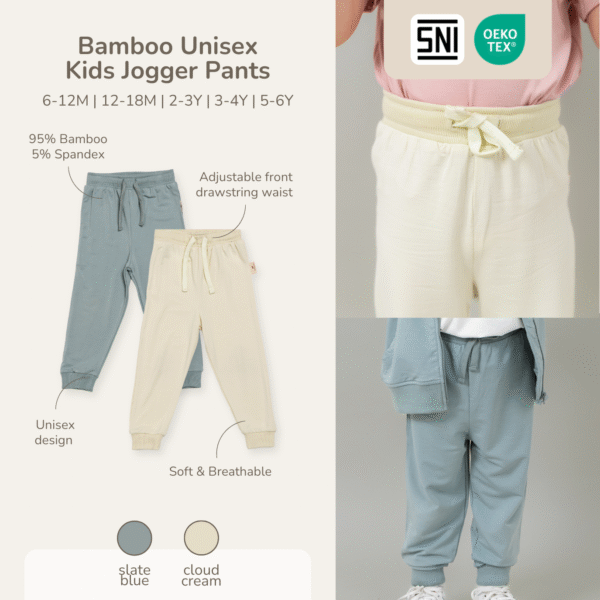 Petit Beary Celana Jogger Anak Bamboo Premium – Unisex Kids Drawstring Pants