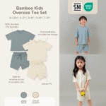 Petit Beary Setelan Kaos Anak Set Bamboo Premium Oversize – Unisex Kids Drop Shoulder Tee & Short Set