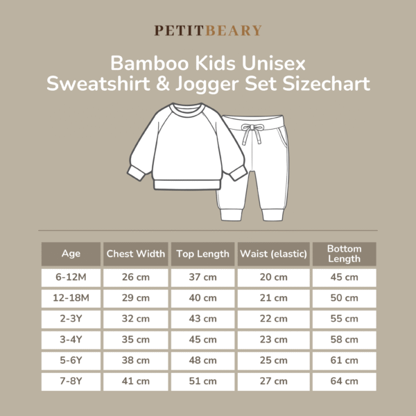 Petit Beary Sweater Anak Bamboo Premium Set Celana Jogger – Kids Unisex Sweatshirt & Jogger Pants Set