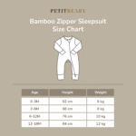PETIT BEARY - Bamboo Zipper Sleepsuit - Jumpsuit Baju Tidur Anak Bayi 0-18M