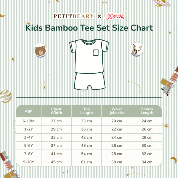 Petit Beary x Kero Kids Bamboo Basic Tee Set - Setelan Baju Anak (6M - 10Y)