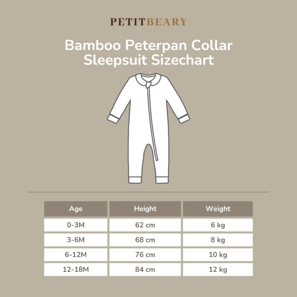 PETIT BEARY - Bamboo Peterpan Collar Sleepsuit (0-18M)