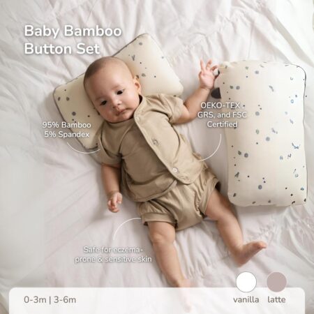 Petit Beary - Baby Bamboo Button Set - Baju Setelan Bayi Bambu (0-6M)