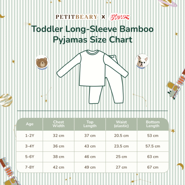 Petit Beary x Kero Toddler Bamboo Long - Sleeve Pyjamas - Setelan Piyama Anak (1-8Y)