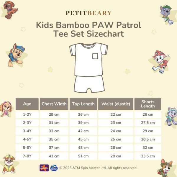 Petit Beary x Paw Patrol Collection - Kids Unisex Bamboo Basic Tee Set (1-8Y)
