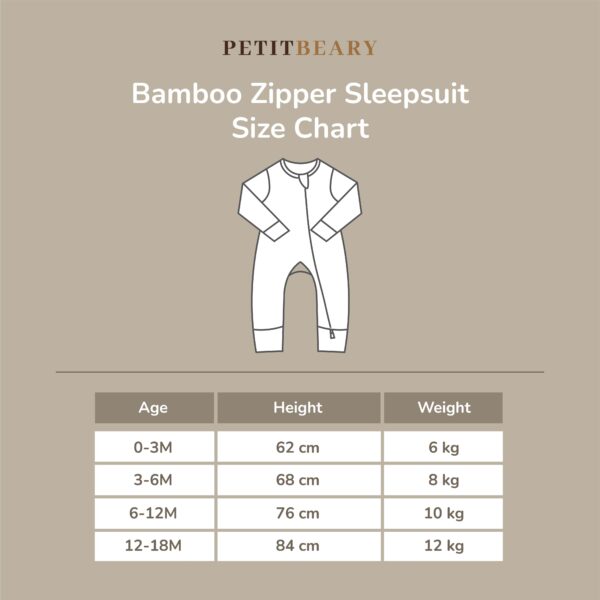 PETIT BEARY - Ribbed bamboo zipper sleepsuit (0-18M)