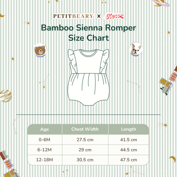 Petit Beary x Kero Sienna Bamboo Romper - Jumper Anak Bayi Perempuan (0-18M)