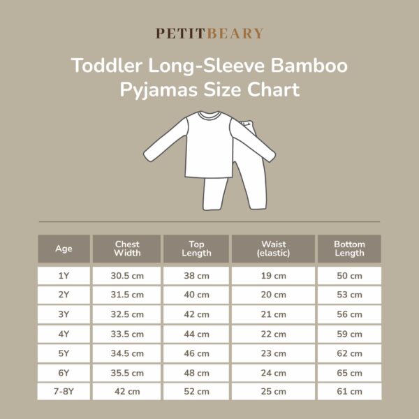 Petit Beary - Toddler Long-Sleeve Bamboo Pyjamas - Piyama Set Anak (1-6Y)
