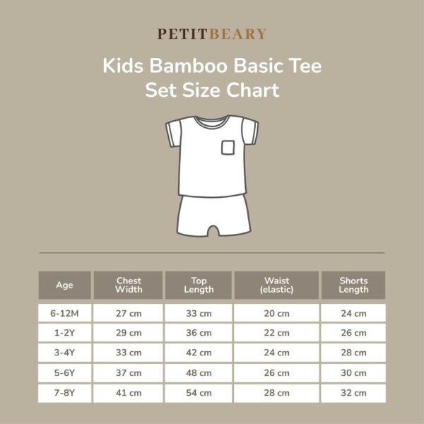 Petit Beary Bamboo Kids Basic Tee Set (Solace) - Setelan Baju Anak (6M - 8Y)