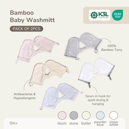 Petit Beary 100% Bamboo Baby Wash Mitt / Waslap Bayi / Handtowel Isi 2pcs