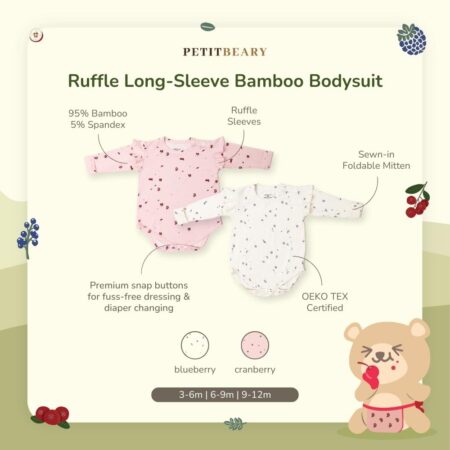 Petit Beary Ruffle Long-Sleeve Bamboo Bodysuit (3-12M)