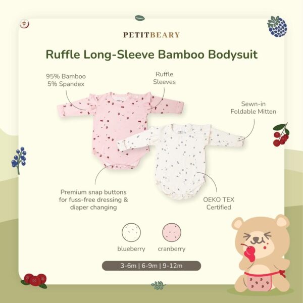 Petit Beary Ruffle Long-Sleeve Bamboo Bodysuit (3-12M)
