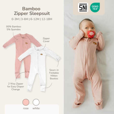 Petit Beary Bamboo Zipper Sleepsuit Dream - Jumpsuit Baju Tidur Bayi (0-18M)
