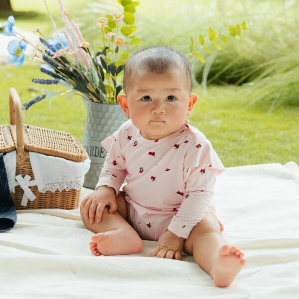 Petit Beary Ruffle Long-Sleeve Bamboo Bodysuit (3-12M)