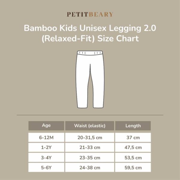 PETIT BEARY - Kids bamboo unisex legging 2.0 (relaxed-fit) - legging jogger anak (6M - 6Y)