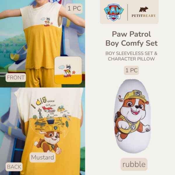 PAW Patrol Boy Comfy Set Petit Beary – Sleeveless Set + Character Pillow | Setelan Anak Laki Bantal Guling Nyaman & Lembut Petit Beary