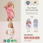 PAW Patrol Girl Comfy Set Petit Beary – Ruffle Tee Set + Character Pillow | Baju Anak Perempuan Bantal Guling Nyaman & Lembut