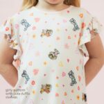 PAW Patrol Girl Comfy Set Petit Beary – Ruffle Tee Set + Character Pillow | Baju Anak Perempuan Bantal Guling Nyaman & Lembut