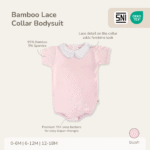 Bodysuit Bayi Perempuan Bamboo Premium – Collar Girl Bodysuit | Petit Beary Heirloom Basics (0–18M)