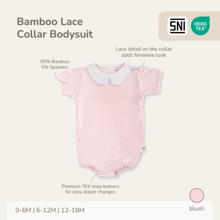 Bodysuit Bayi Perempuan Bamboo Premium – Collar Girl Bodysuit | Petit Beary Heirloom Basics (0–18M)