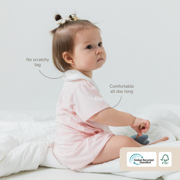 Bodysuit Bayi Perempuan Bamboo Premium – Collar Girl Bodysuit | Petit Beary Heirloom Basics (0–18M)