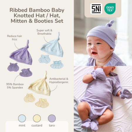 Bamboo Hat, Mittens, and Booties - Petit Beary - Topi Sarung Tangan