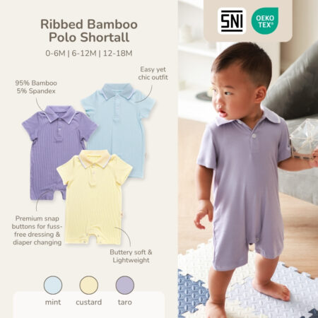 PETIT BEARY - Ribbed Bamboo Boy Shortall (0-18M)