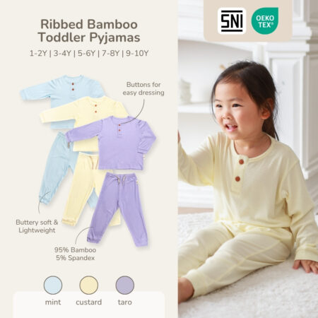 PETIT BEARY - Ribbed bamboo toddler pyjamas 1-10Y