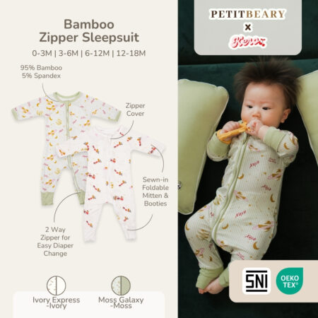 Petit Beary x Kero Bamboo Zipper Sleepsuit - Jumpsuit Baju Tidur Anak Bayi (0-18M)