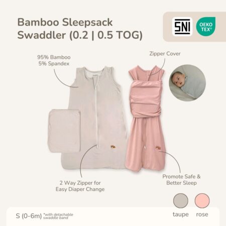 Sleepsack Bayi Bamboo Premium Single Layer | Double Layer – Wearable Blanket 0.2TOG | 0.5TOG | Petit Beary (0-6M)