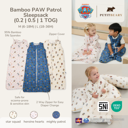 Sleepsack Bayi Bamboo Premium Lembut – PAW Patrol Original Wearable Blanket in 0.2TOG / 0.5TOG / 1TOG | Petit Beary (6M-36M)