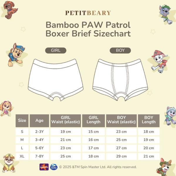 Celana Dalam Anak Bamboo Premium – PAW Patrol Boxer Brief Isi 2pcs | Petit Beary (2-8Y)
