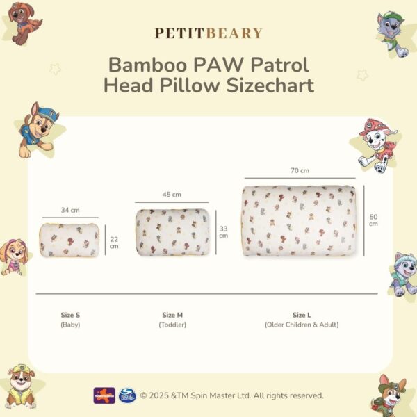 Bantal Kepala Bayi Anak Bamboo Premium - PAW Patrol Kids Head Pillow | Petit Beary (0-8Y)