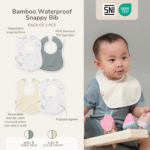Celemek Bayi Bamboo Waterproof – Snappy Bib Isi 2pcs Anti Basah | Petit Beary