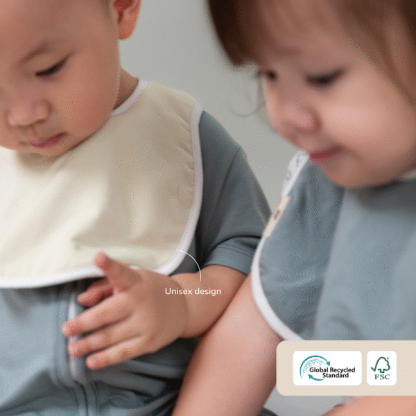Celemek Bayi Bamboo Waterproof – Snappy Bib Isi 2pcs Anti Basah | Petit Beary