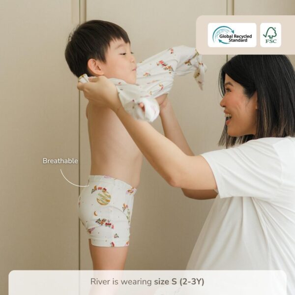Celana Dalam Anak Bamboo – Boxer Brief Isi 4pcs Boy Girl | Petit Beary x Kero (2Y-8Y)