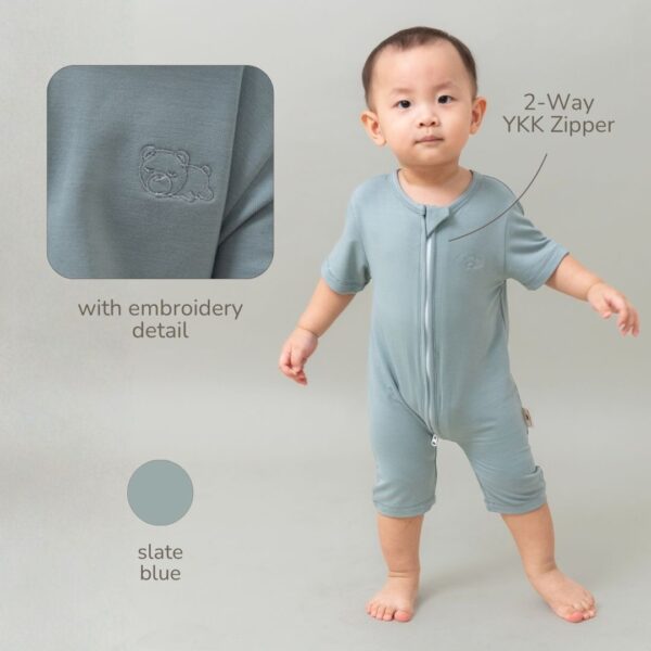 Setelan Bayi Bamboo Premium – Romper + Snappy Bib 2pcs | Daywear Bundle Petit Beary (0–18M)