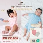 Baju Bayi Bamboo Premium – Romper + Bib Set Newborn | Soft Start Bundle Petit Beary (0–18M)