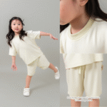Setelan Anak Bamboo Premium – Drop Shoulder Tee & Short Set Unisex | Petit Beary Airplane Mode (6M–8Y)