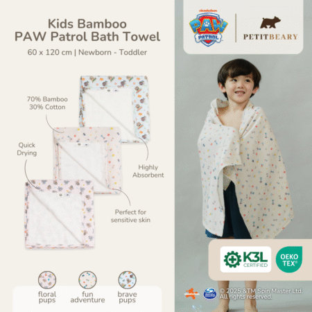 Handuk Bayi Anak Bamboo Premium 60 x 120cm - PAW Patrol Original Regular Towel | Petit Beary (0M-8Y)