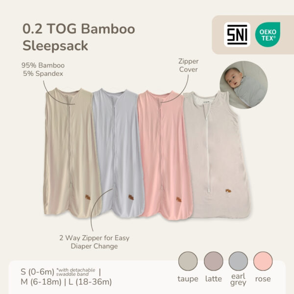 Sleepsack Bayi Bamboo Premium Single Layer – Wearable Blanket 0.2TOG | Petit Beary (6-36M)