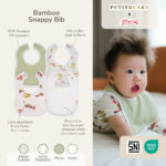 Celemek Bayi Bamboo Premium – Snappy Bib Anti Bocor | Petit Beary x Kero