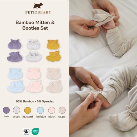 Bamboo Baby Mitten & Booties Set Newborn | Petit Beary